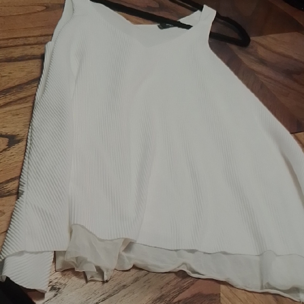 White Ribbed Flow Tank Top